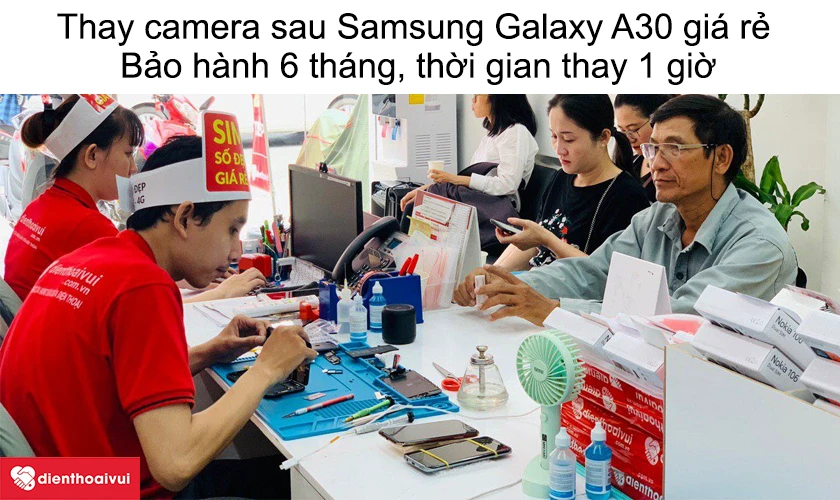 Dịch vụ thay camera sau Samsung Galaxy A30 gi&aacute; rẻ uy t&iacute;n tại Điện Thoại Vui
