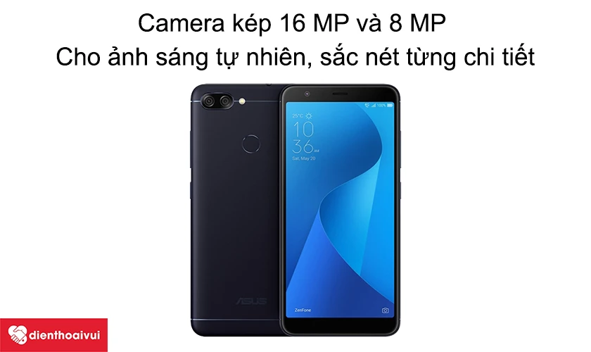 Asus Zenfone Max Plus M1 ở hữu camera k&eacute;p 16 MP v&agrave; 8 MP