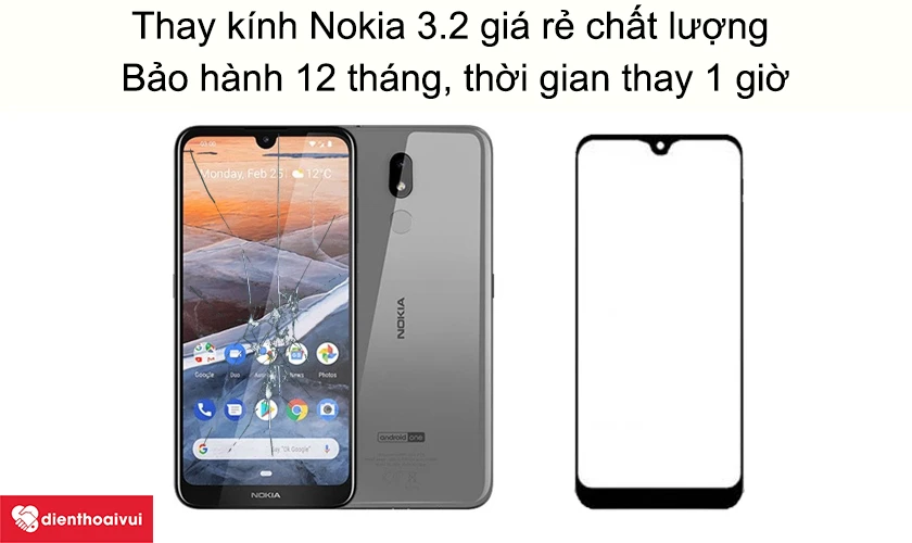 Dịch vụ thay k&iacute;nh Nokia 3.2 gi&aacute; rẻ chất lượng tại Điện Thoại Vui