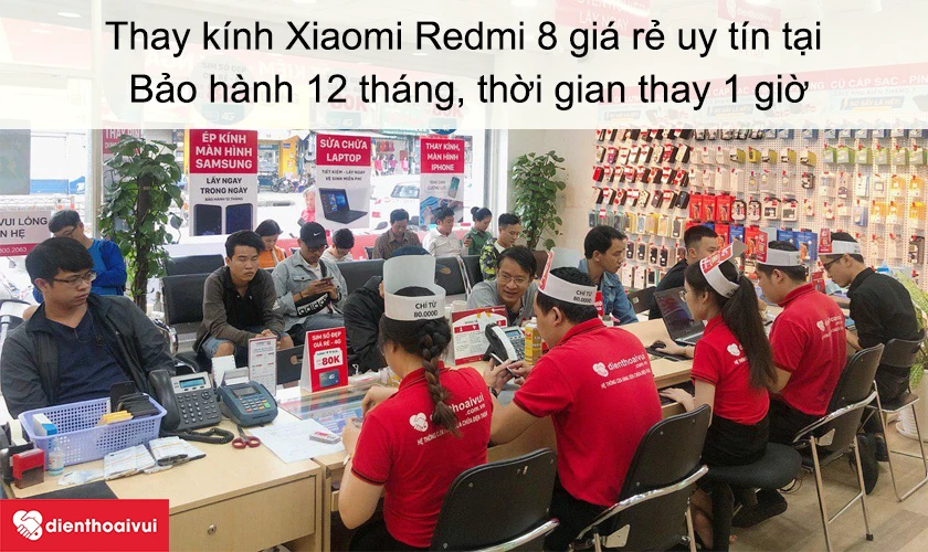 Dịch vụ thay k&iacute;nh Xiaomi Redmi 8 gi&aacute; rẻ uy t&iacute;n tại Điện Thoại Vui