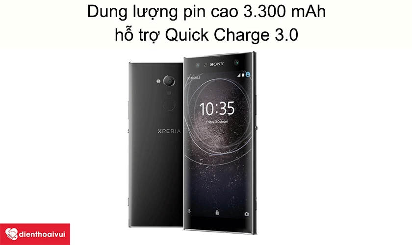 Dung lượng pin cao 3.300 mAh, hỗ trợ Quick Charge 3.0