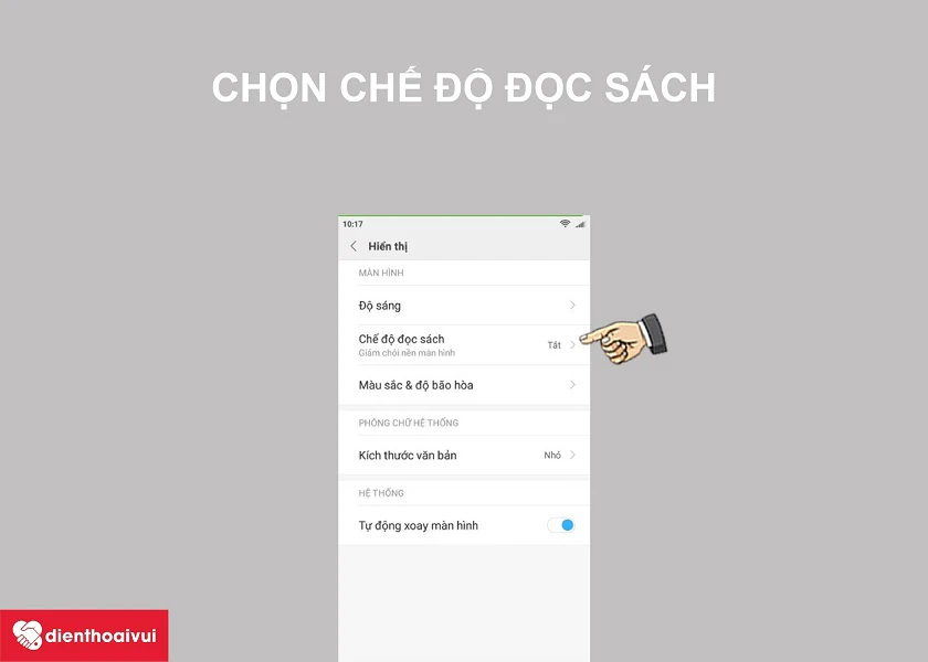 Ấn chọn chế độ đọc sách