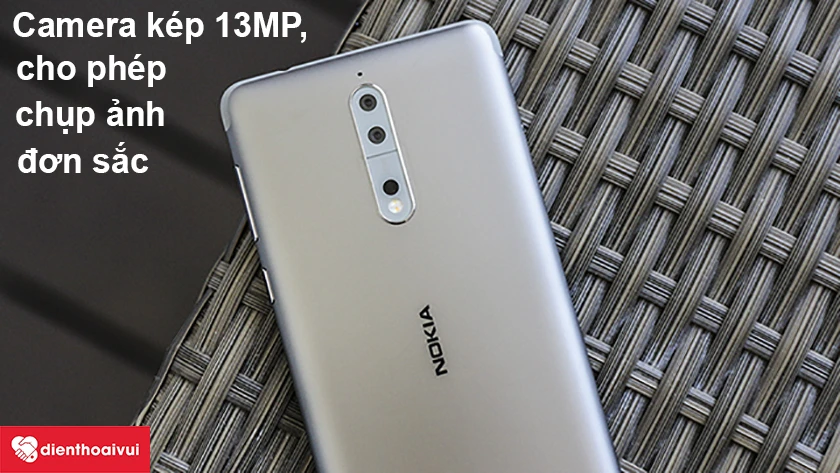 Nokia 8 – Camera kép 13MP, cho phép chụp ảnh đơn sắc