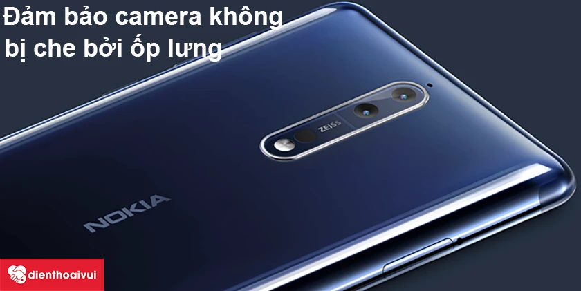 Đảm bảo rằng ống kính camera không bị che bởi ốp lưng