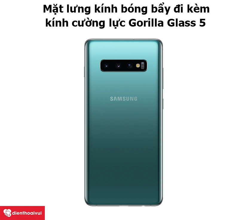 Samsung Galaxy S10 &ndash; Mặt lưng k&iacute;nh b&oacute;ng bẩy đi k&egrave;m k&iacute;nh cường lực Gorilla Glass 5