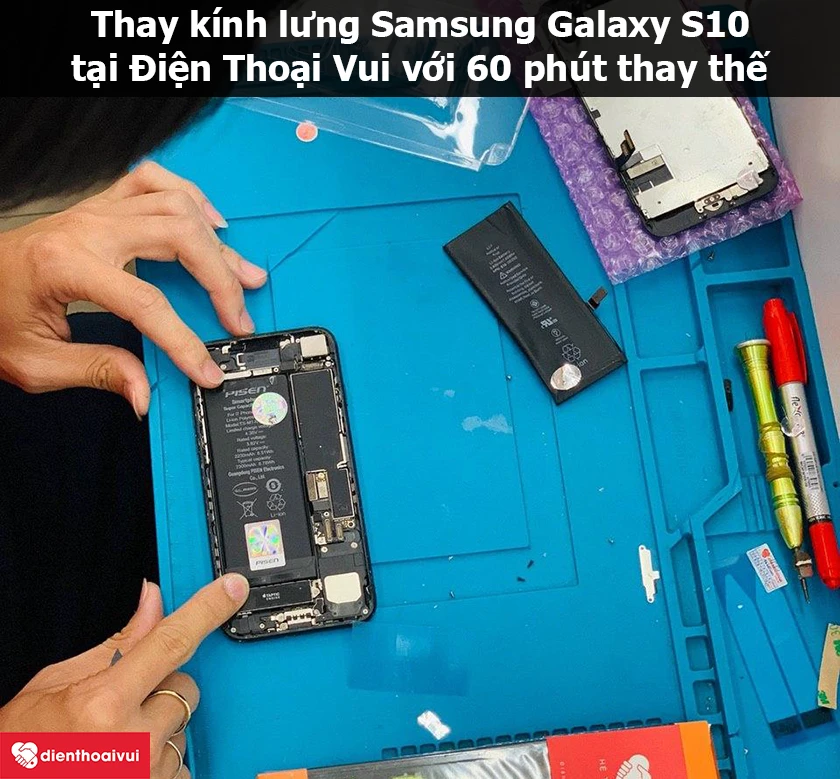 Dịch vụ thay k&iacute;nh lưng Samsung Galaxy S10 gi&aacute; rẻ lấy ngay tại Điện Thoại Vui