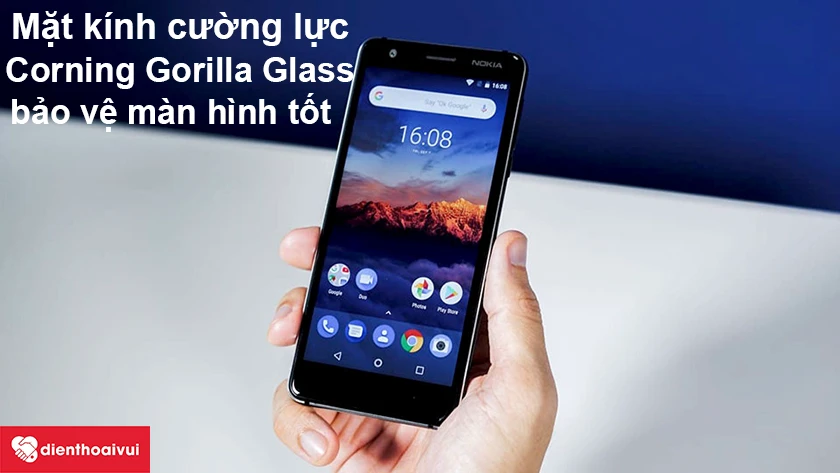 Nokia 3.1&ndash; Mặt k&iacute;nh cường lực Corning Gorilla Glass bảo vệ m&agrave;n h&igrave;nh tốt hơn