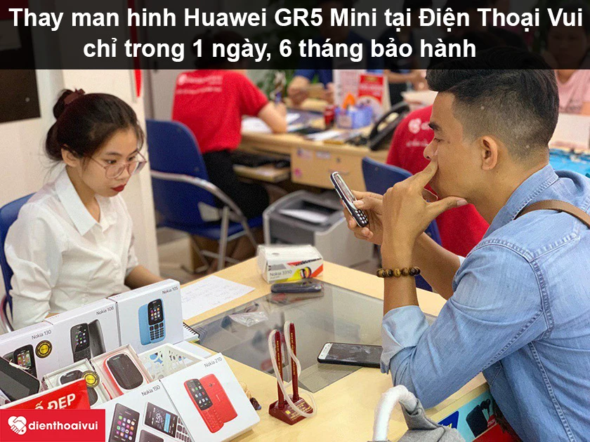 Dịch vụ thay màn hình Huawei GR5 Mini nhanh chóng, ch&acirc;́t lượng t&ocirc;́t tại Đi&ecirc;̣n Thoại Vui