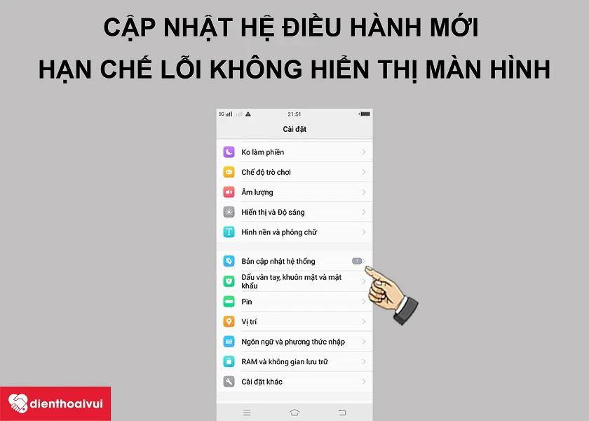Tiến h&agrave;nh cập nhật hệ điều h&agrave;nh mới nhất