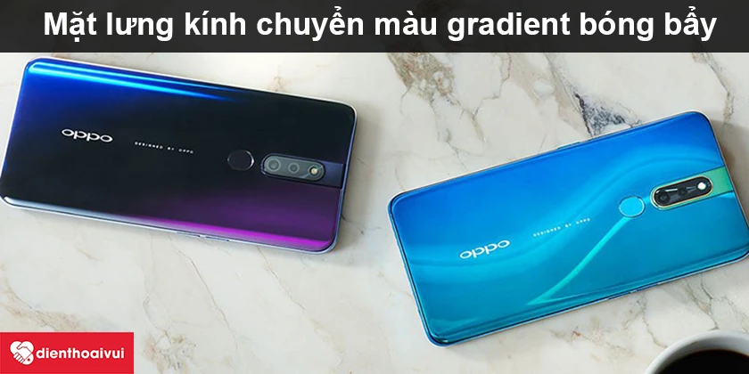 OPPO F11 Pro &ndash; Mặt lưng k&iacute;nh chuyển m&agrave;u gradient b&oacute;ng bẩy