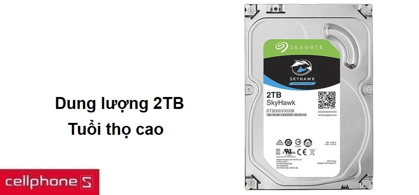 Dung lượng 2TB, tuổi thọ cao