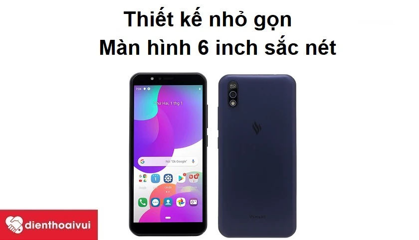 Vsmart Bee 3 với thiết kế nhỏ gọn, m&agrave;n h&igrave;nh 6 inch hiển thị sắc n&eacute;t