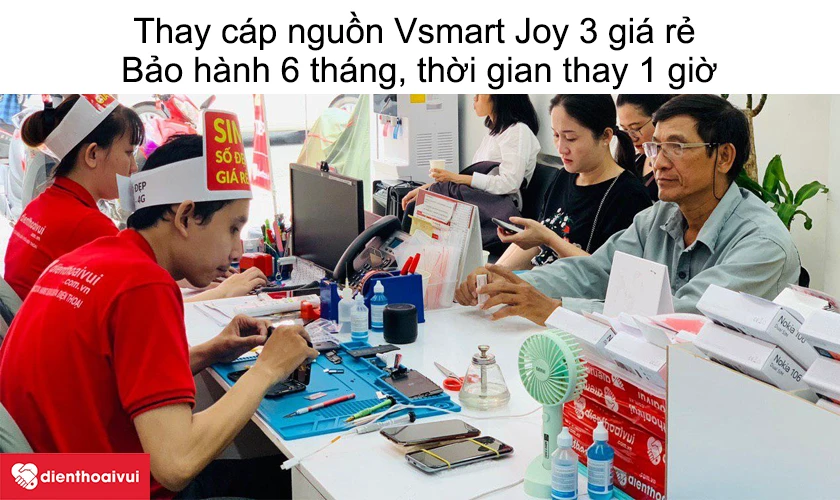 Dịch vụ thay c&aacute;p nguồn Vsmart Joy 3 gi&aacute; rẻ uy t&iacute;n tại Điện Thoại Vui