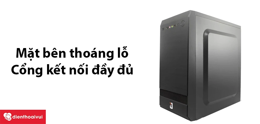 Th&ugrave;ng Case JETEK EM1 - bề mặt th&ocirc;ng tho&aacute;ng, đầy đủ cổng kết nối