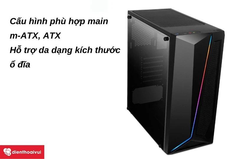 Case m&aacute;y t&iacute;nh PC JETEK X9318 được trang bị cổng kết nối đầy đủ