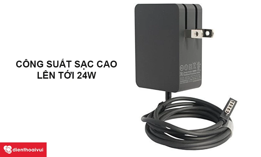 Công suất sạc cao, lên tới 24W