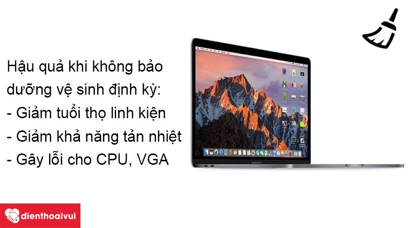 Nếu kh&ocirc;ng bảo dưỡng vệ sinh Macbook Pro 2019 định kỳ th&igrave; sẽ g&acirc;y hậu quả g&igrave;?