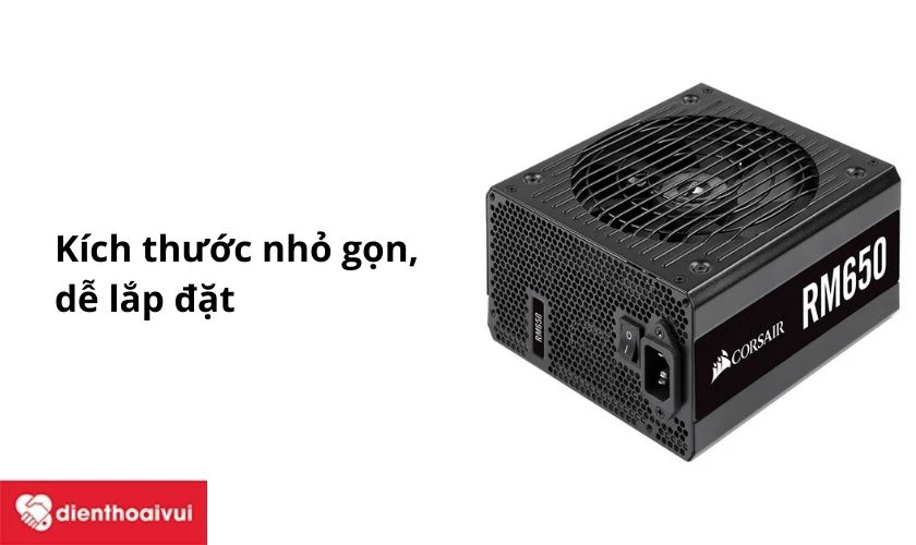 Nguồn Corsair RM650 650W với k&iacute;ch thước nhỏ gọn