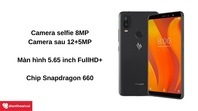 Camera selfie 8MP, chip Snapdragon 660, màn hình 5.65 inch Full HD+
