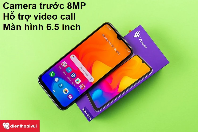 Màn hình 6.5 inch và camera trước 8MP hỗ trợ video call