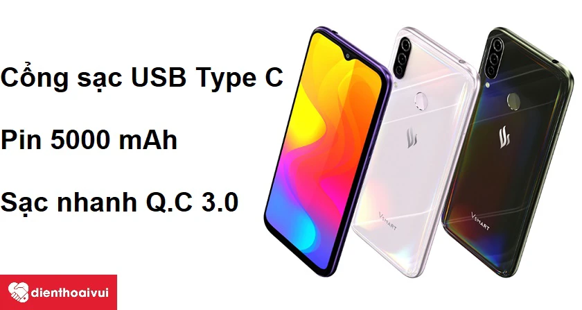 Cổng sạc USB Type C v&agrave; dung lượng pin l&ecirc;n đến 5000 mAh