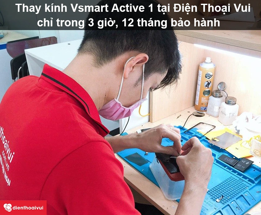 Thay k&iacute;nh Vsmart Active 1 nhanh ch&oacute;ng với chi ph&iacute; hợp l&yacute; tại Điện Thoại Vui