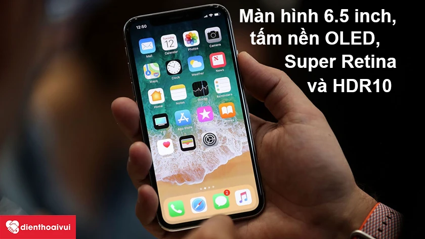 iPhone XS Max &ndash; M&agrave;n h&igrave;nh 6.5 inch, tấm nền OLED, c&ocirc;ng nghệ Super Retina kết hợp HDR10
