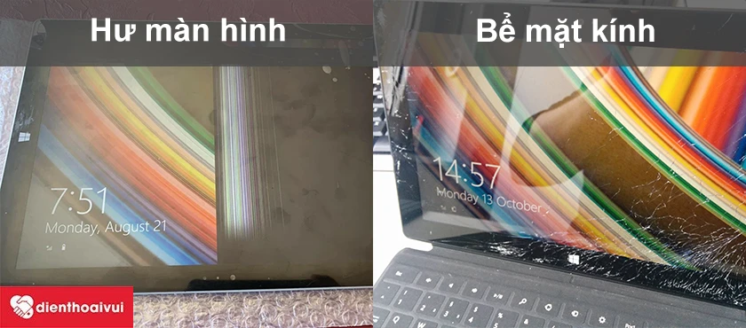 Phân biệt giữ ép kính và thay màn hình Surface RT 2