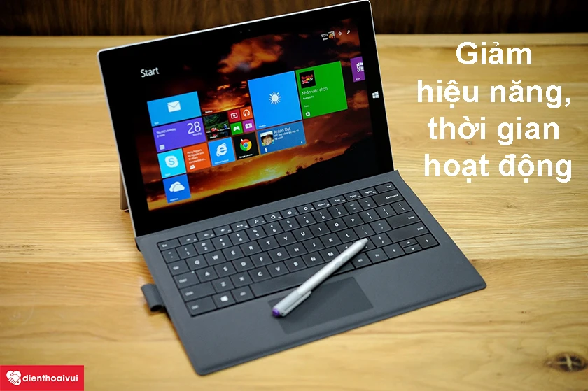 Hư pin Surface Pro 3 làm giảm hiệu năng và thời gian hoạt động như thế nào?