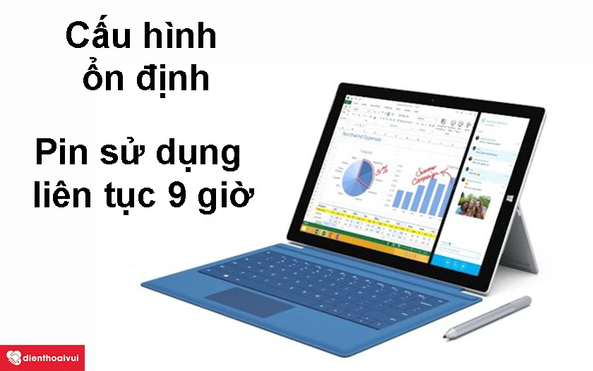 Surface Pro 3 - Cấu hình ổn định, pin sử dụng liên tục 9 giờ