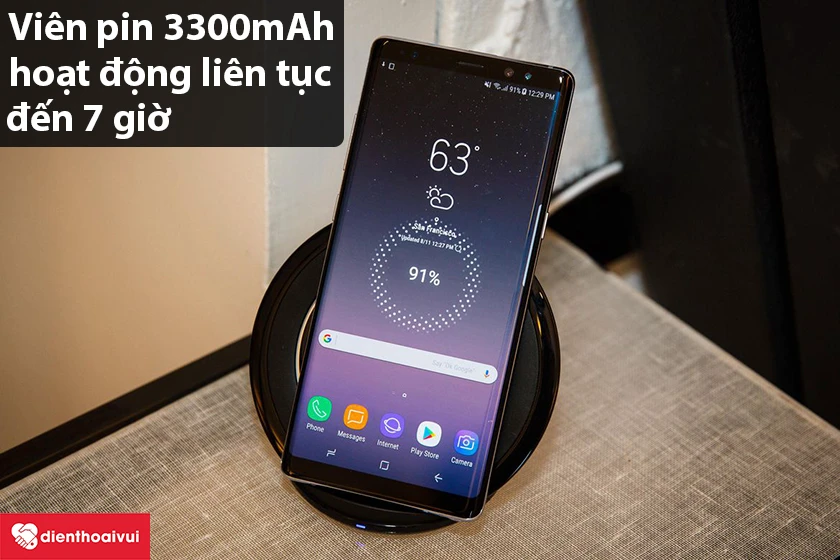 Samsung Galaxy Note 8 – Viên pin dung lượng 3300 mAh hoạt động liên tục đến 7 giờ