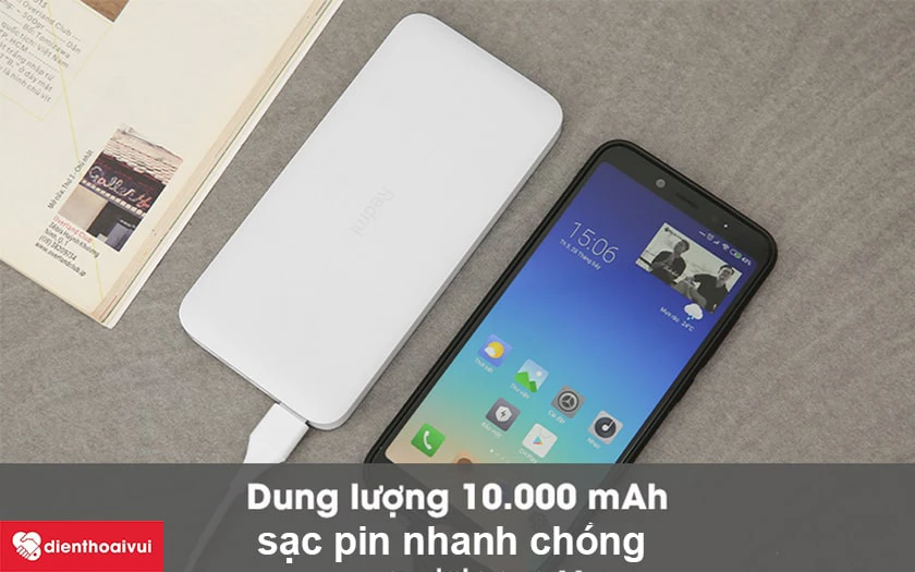 Dung lượng 10000 mAh, sạc pin nhanh ch&oacute;ng