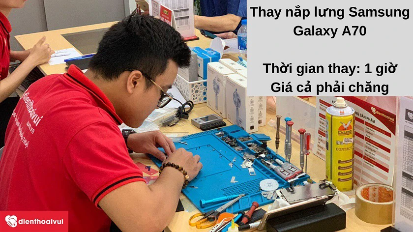 Dịch vụ thay nắp lưng Samsung Galaxy A70 nhanh chóng, chất lượng cao tại Điện Thoại Vui