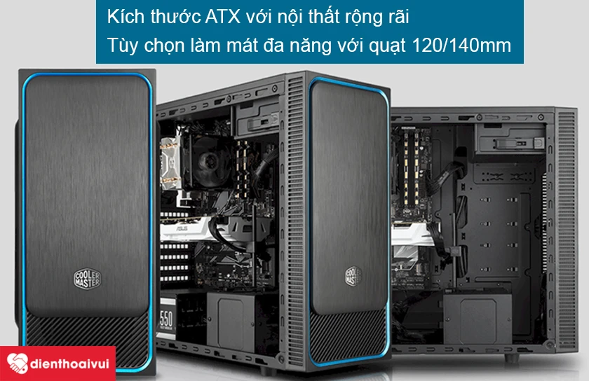 Case Cooler Master MasterBox E500L c&oacute; k&iacute;ch thước ph&ugrave; hợp với mainboard ATX
