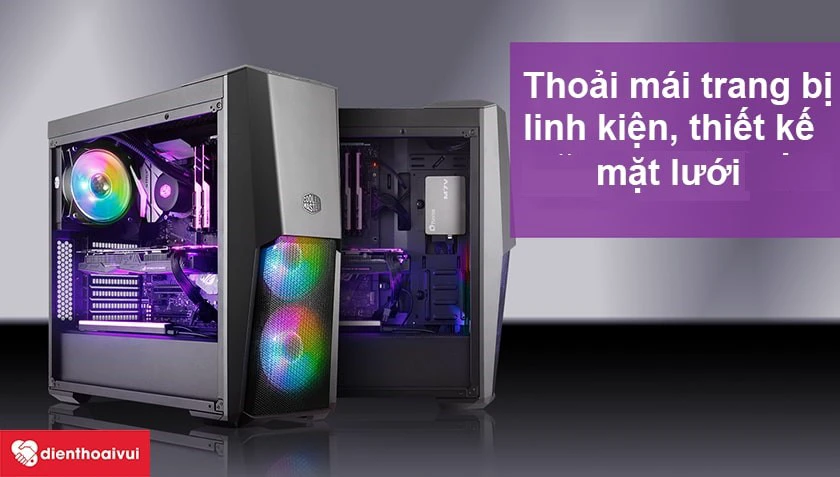 Th&ugrave;ng Case Cooler Master MasterBox MB500 thoải m&aacute;i trang bị linh kiện, thiết kế mặt lưới