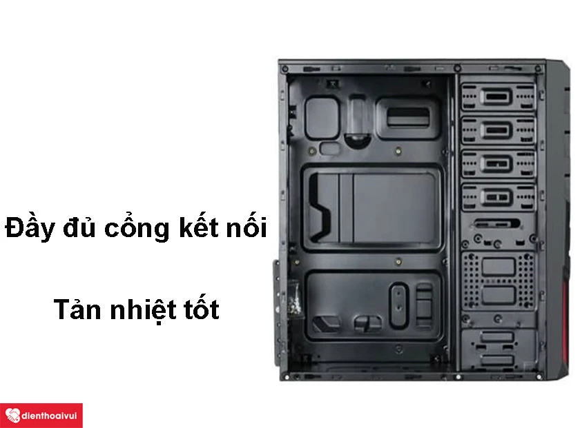 Thùng case máy tính Erosi X11 đầy đủ cổng kết nối, tản nhiệt tốt