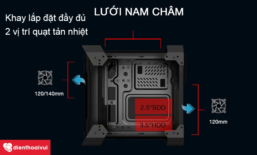 Th&ugrave;ng Case JETEK GAME 9015 c&oacute; hệ thống tản nhiệt hiệu quả