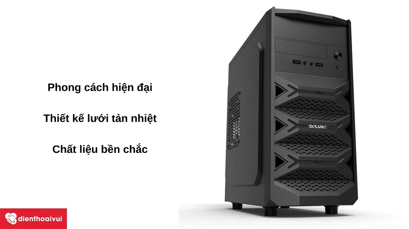 Thùng case máy tính Deluxe MN-01 thiết kế lưới tản nhiệt, chất liệu bền chắc