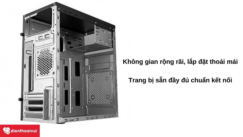 Thùng case Deluxe MN-01 có không gian rộng, đầy đủ cổng kết nối