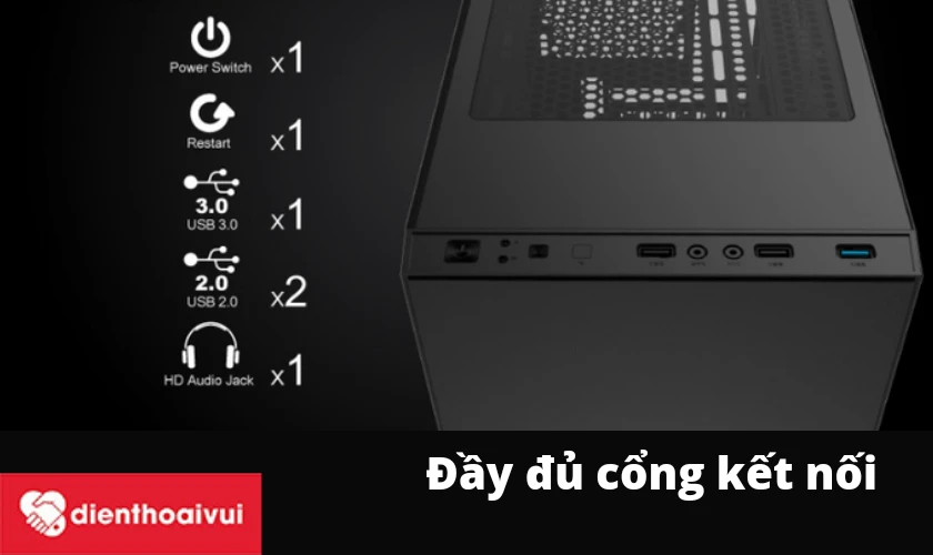 Th&ugrave;ng case m&aacute;y t&iacute;nh Xigmatek Iris được trang bị đẩy đủ cổng kết nối