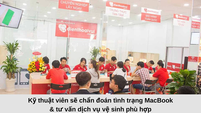 Quy trình v&ecirc;̣ sinh MacBook tại Đi&ecirc;̣n Thoại Vui