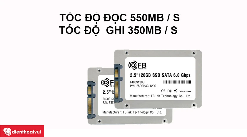 Dung lượng 120GB, chip nhớ NAND TLC, tuổi thọ l&ecirc;n tới 1 triệu giờ MTBF