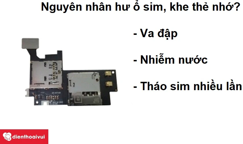 Nguy&ecirc;n nh&acirc;n dẫn đến việc điện thoại bị hư ổ sim, hư khe thẻ nhớ