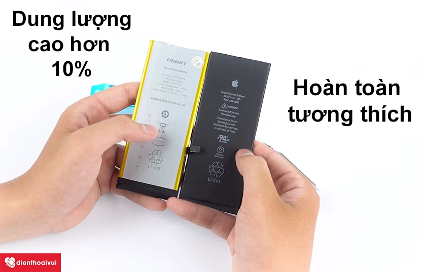Pin Pisen có dung lượng cao hơn pin chính hãng bao nhiêu?
