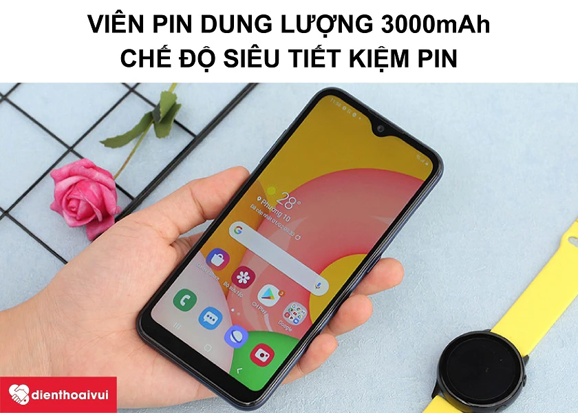 Samsung Galaxy A01 - Pin dung lượng 3000mAh v&agrave; chế độ si&ecirc;u tiết kiệm pin&nbsp;