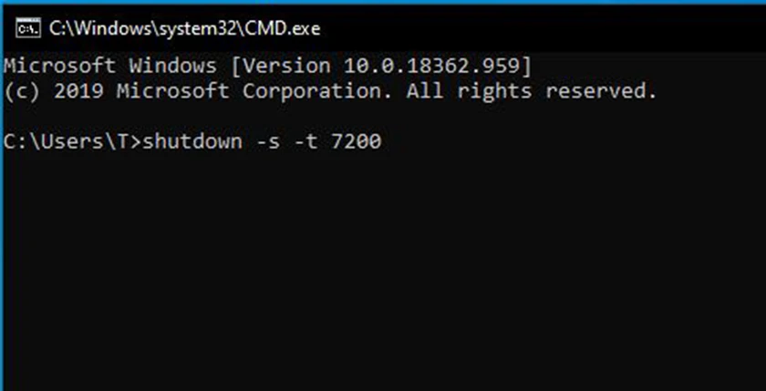 Hẹn giờ tự tắt máy tính win 10 qua lệnh Command Prompt