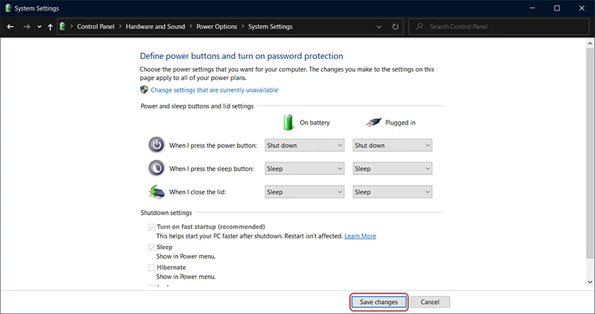 Tắt nguồn m&aacute;y t&iacute;nh bằng n&uacute;t Power tr&ecirc;n Windows 10