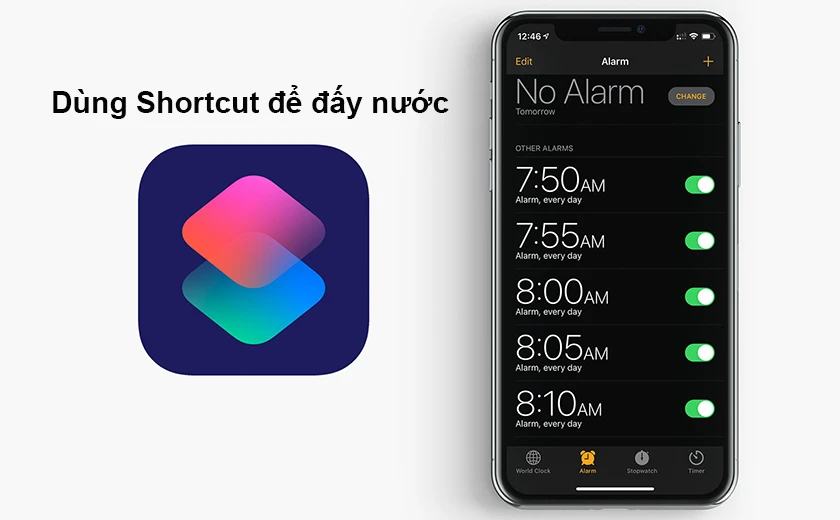 Dùng Shortcut để đẩy nước - iphone bị rơi xuống nước