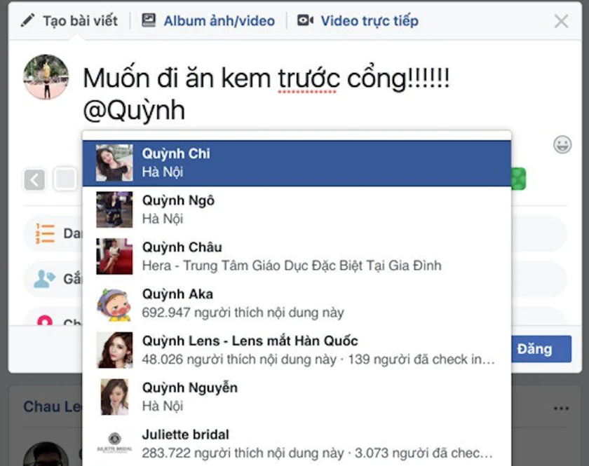 c&aacute;ch tag t&ecirc;n tr&ecirc;n facebook v&agrave;o trong một b&agrave;i đăng trạng th&aacute;i mới