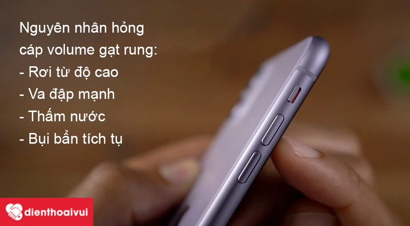 Nguy&ecirc;n nh&acirc;n dẫn đến việc hư c&aacute;p volume gạt rung điện thoại, m&aacute;y t&iacute;nh bảng
